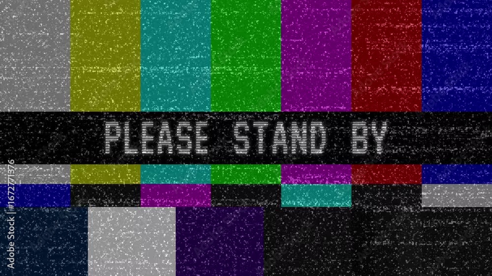 Vintage old tv written please stand by. Test pattern display. 4k animation.