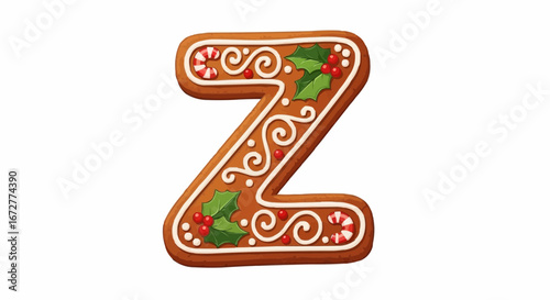 Alphabet letters in the christmas theme christmas vector gingerbread letter z christmas holiday alphabet cookie icing design festive season bakery sweet treat decoration