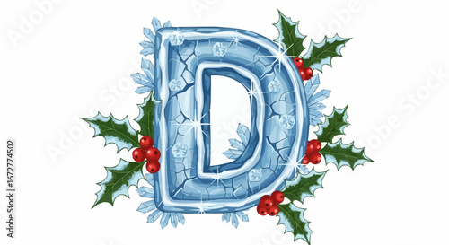 Alphabet letters in the christmas theme christmas vector ice letter d alphabet christmas winter holiday festive design vector graphic illustration template 100