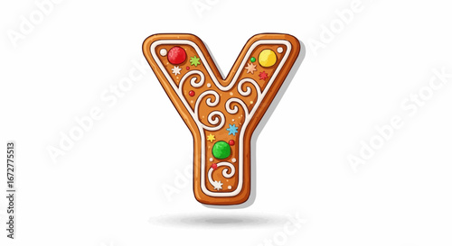 Alphabet letters in the christmas theme christmas vector gingerbread letter y christmas cookie alphabet festive holiday treat icing decoration baked sweet dessert