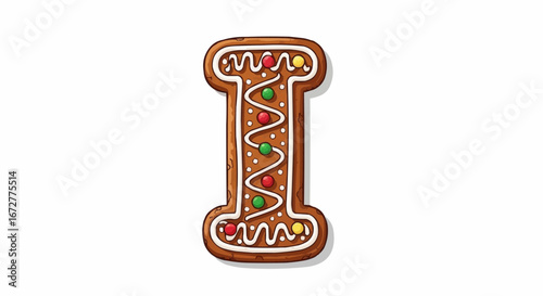 Alphabet letters in the christmas theme christmas vector gingerbread letter i christmas cookie alphabet holiday baking festive treat icing decoration sweet dessert