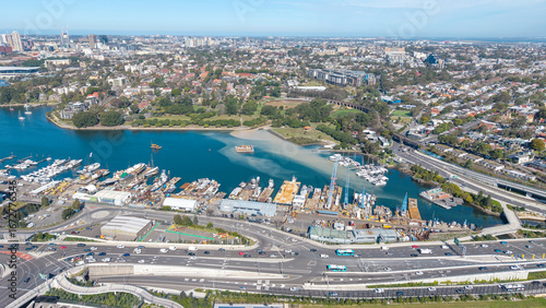 Canvas Print Rozelle Bay and the suburb of Forest Lodge in the city of Sydney, Australia
