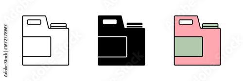 Detergent bottle icon set, detergent container symbols. Modern design isolated on white background.
