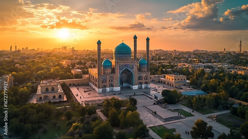 Stunning tashkent city with islamic architecture high resolution picture