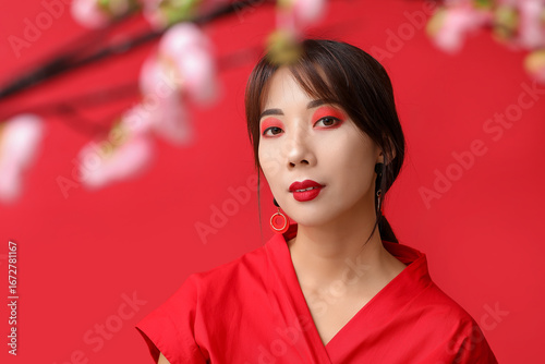 Beautiful young geisha in t...