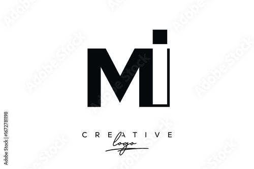 MI Creative Minimalist Negative Space Latter Logo with Modern Monogram for Branding and Business Lettermark Logo with Initial Letters Logo Design for Branding.