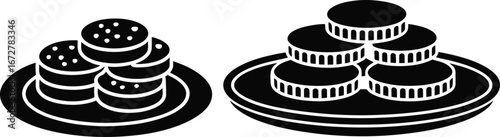 Cookie Plate Silhouette Clipart – Vector Biscuit Snack Illustration