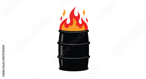 Cartoon Barrel with Flames