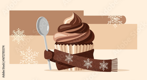Winter Wonderland Cupcake: Artistic Depiction of Deliciousness And Festive Seasonal Charm