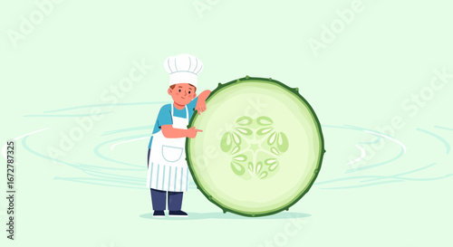 Chef Demonstrates Freshness Using A Cucumber Slice, Healthy Food and Cooking Illustrated