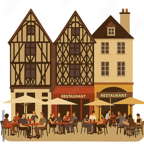 In Tours, old timber‑framed houses and restaurant terraces line Place Plumereau (France