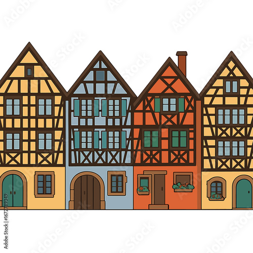 Les maisons à colombages de Riquewihr, en Alsace, Haut-Rhin