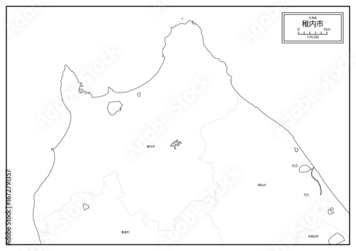 北海道稚内市の白地図データ