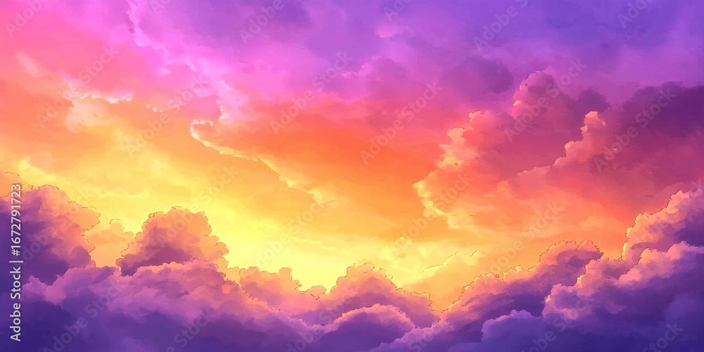 Fototapeta premium Abstract watercolor featuring a sunset color palette.