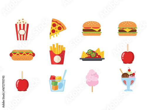 Culinary Delight: This image showcases a vibrant and mouthwatering assortment of popular foods