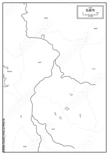 北海道名寄市の白地図データ
