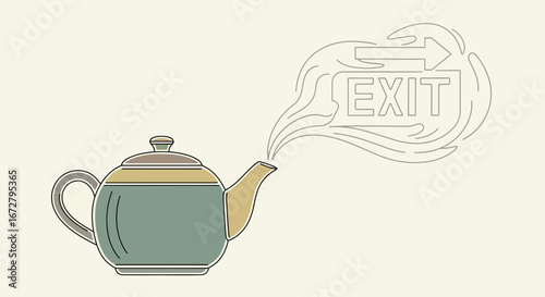 Conceptual Escape: A Teapot's Vapor Reveals the Gateway to Freedom and Departure