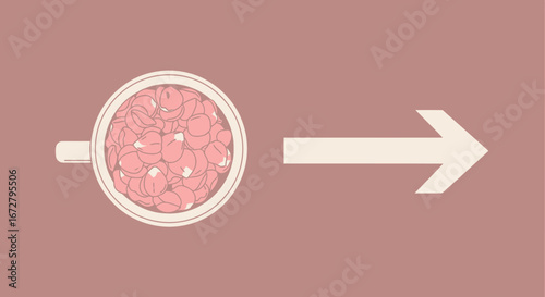 Conceptual Illustration Of Floral Beverage Transitioning To Symbolic Direction