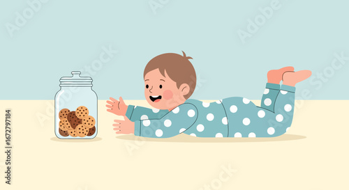 Child's Joyful Anticipation Reaching For Jar of Cookies, A Sweetest Moment