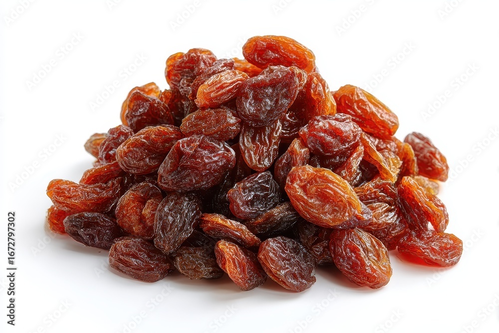 Obraz premium Raisins set against a plain white backdrop