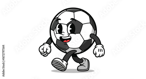 Cartoon Character of a Happy Soccer Ball Walking