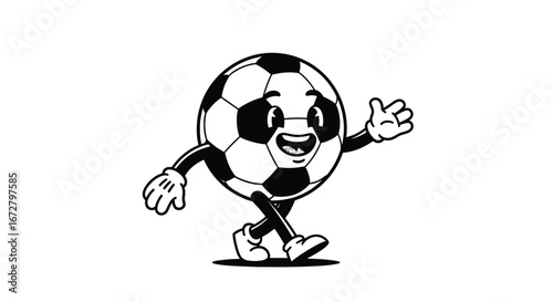 Cartoon Character of a Happy Soccer Ball Walking
