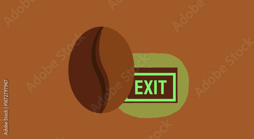 Coffee Bean Leads, Exit, Direction, Conceptual, Design, Dark Tone and Cafe Styled Design