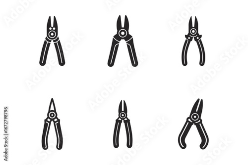 Variety of Pliers Icons on White Background for DIY Home Improvement and Professional Tool Kits Collection vector illustration