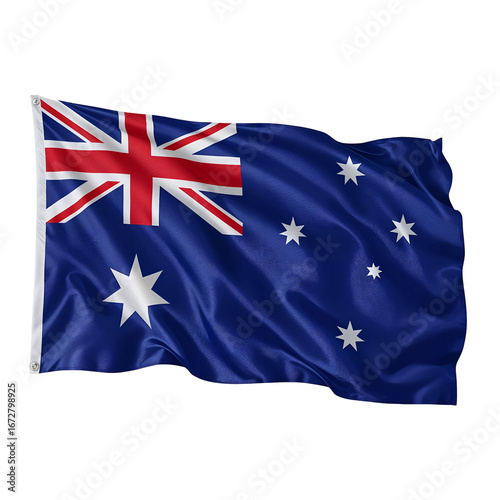 Waving Australian Flag on white Background