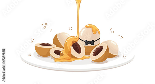 Delectable Longan Dessert Infused With Golden Nectar, A Culinary Delight Illustration