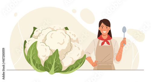Culinary Artistry: A Chef Prepares Fresh Cauliflower For A Flavorful Meal