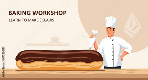 Culinary Arts: Baking Class Demonstrates How to Decorate a Tempting and Delicious Eclair