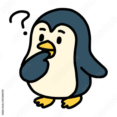 疑問が浮かんで考え込むペンギン（Affinity Designer版）