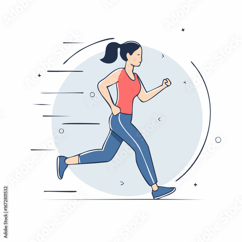 Running icon in minimalist vector style. Human jogging silhouette symbol for sport, fitness, activity, and healthy lifestyle design.
