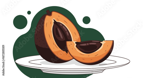 Delicious Sapodilla Fruit Artwork Displayed On A White Plate For Healthy Diet
