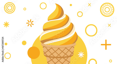 Delicious Swirled Treat on Abstract Background, Perfect for Summer Fun and Dessert
