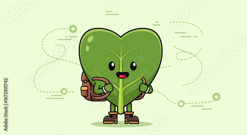 Cute Botanical Explorer with Backpack and Boots Embarking on Adventures in Nature Trails