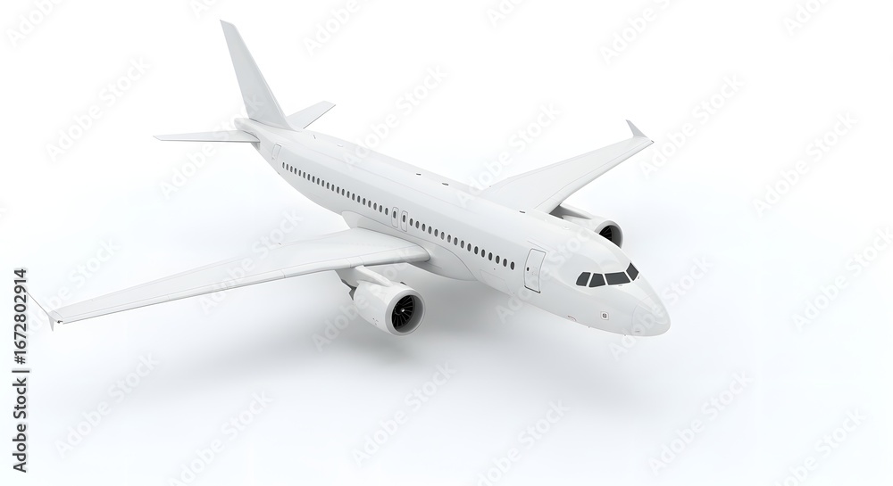 Obraz premium White Passenger Airplane on a White Background