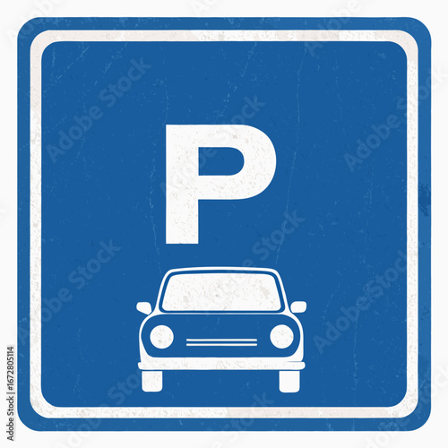 Car parking sign, a parking sign on a blue background
