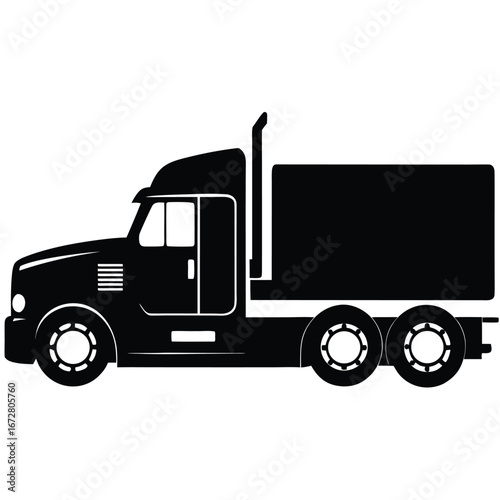 Black semi truck vector illustration tractor trailer