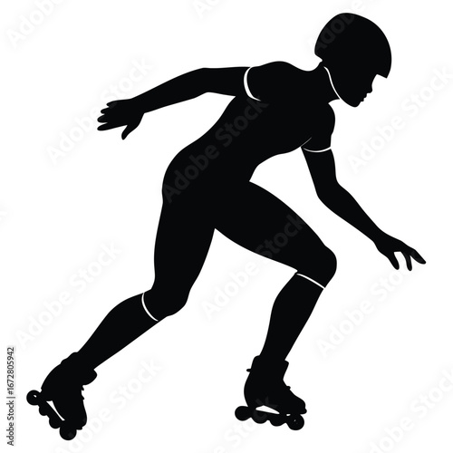 Black silhouette of person rollerblading sports recreation