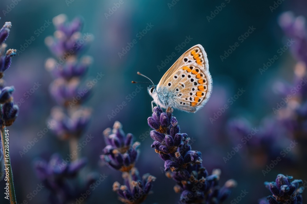 Obraz premium Tiny butterfly on lavender