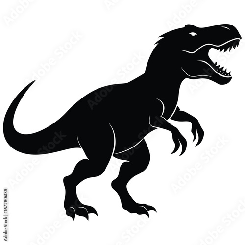 Black tyrannosaurus rex roaring dinosaur prehistoric