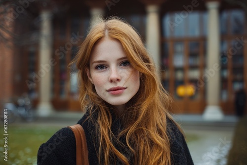 Wallpaper Mural attractive young woman by the library Torontodigital.ca