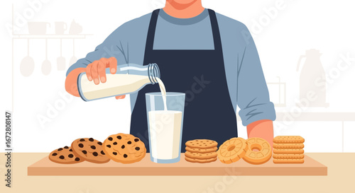 Enjoying Delicious Cookies And Fresh Milk At Home Daily Delightfully