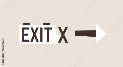 Directional Sign With Arrow Indicating Exit Route for Guidance and Navigation