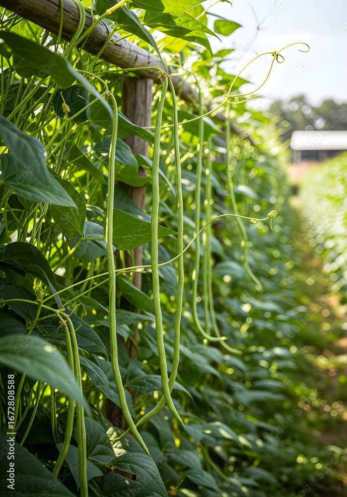 Obraz premium Yardlong Beans on Trellis