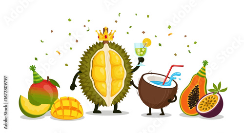 Exotic Fruit Party Celebrating Summer Season On Platforms Like Adobe Stock