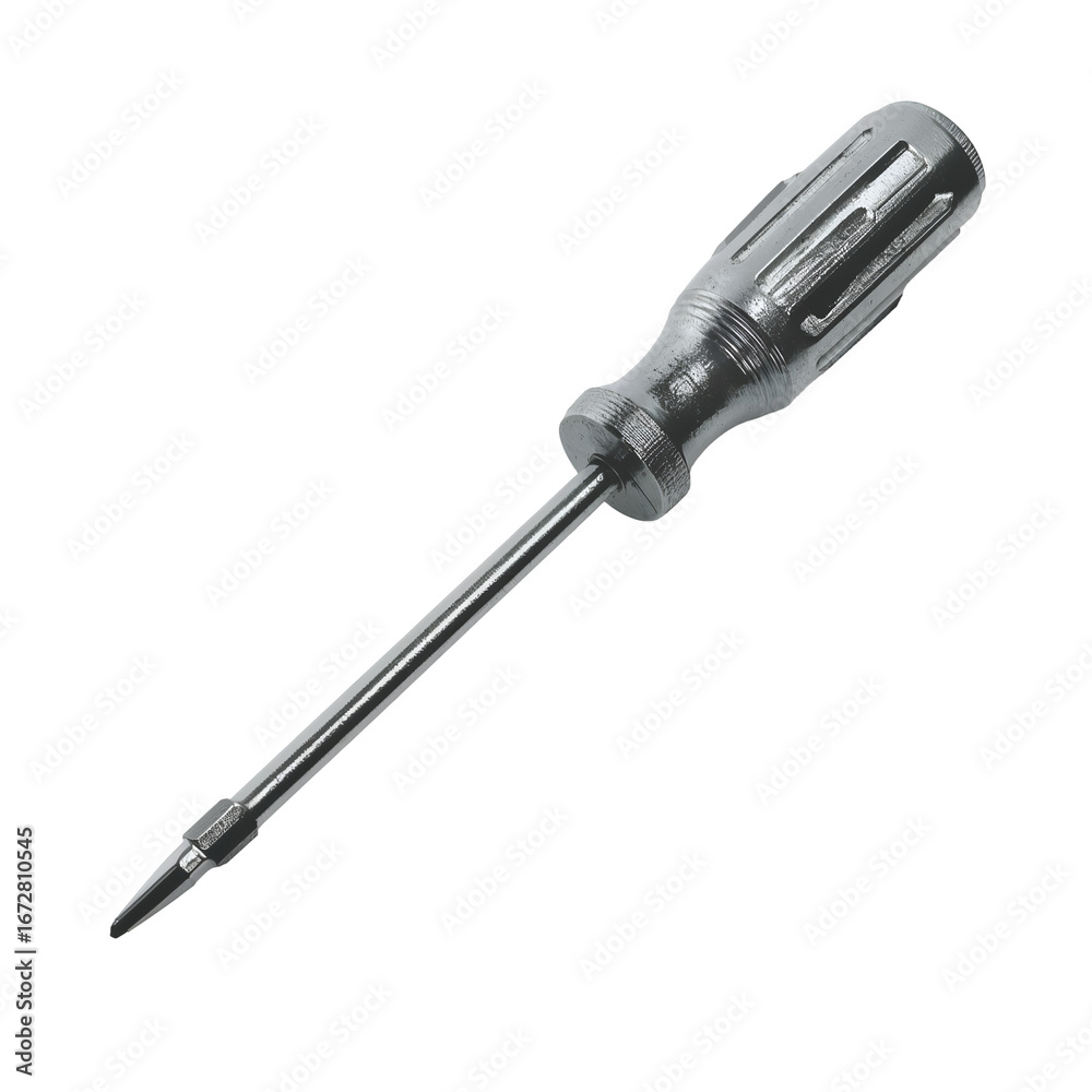 Fototapeta premium Close-up of a Silver Screwdriver on a white Background