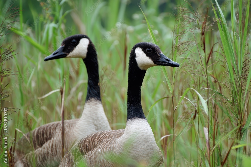 Obraz premium geese on the lawn